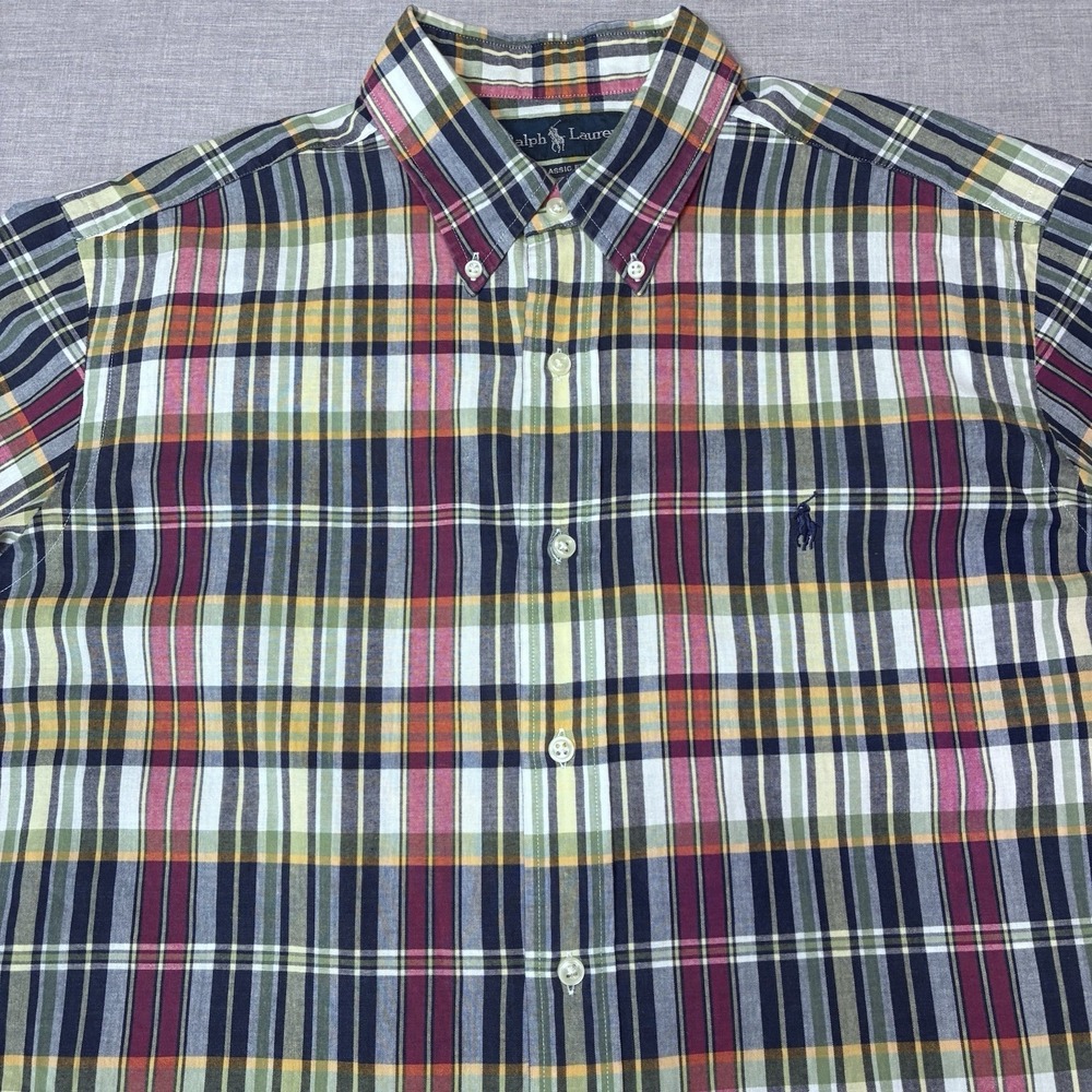 Ralph Lauren Classic Fit Multicolored Plaid Button‑Down Shirt Men's Large